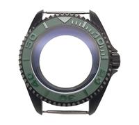 ROUHO 42mm Black Watch Case Mod Kit, Fits NH35 4R36 Movement, 3.0 Crown Diver Watch Case Modification Parts for Seiko SKX007 / SKX009-B 2