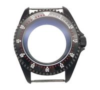 ROUHO 42mm Black Watch Case Mod Kit, Fits NH35 4R36 Movement, 3.0 Crown Diver Watch Case Modification Parts for Seiko SKX007 / SKX009-B 17