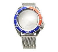 ROUHO 42mm Bubble Sapphire Watch Case Kit with Mesh Strap, Fits NH35 NH36 Movement 28.5 Dial, 3.8 O'clock Crown Diver Watch Case for Seiko SKX007