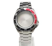 ROUHO 42mm Classic Diver Watch Case & Bracelet + Sloped 30.6mm Bezel Inserts Kit, Fits NH35 NH36 Movement 28.5mm Dial, Watch Modification Accessories for Seiko SKX007-E 17