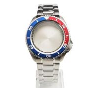 ROUHO 42mm Classic Diver Watch Case & Bracelet + Sloped 30.6mm Bezel Inserts Kit, Fits NH35 NH36 Movement 28.5mm Dial, Watch Modification Accessories for Seiko SKX007-E 24