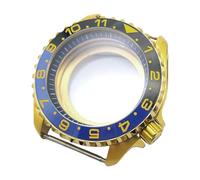 ROUHO 42mm Diver Gold PVD Watch Case, Stainless Steel Double Bubble Sapphire Lens, Fits NH35 NH36 Movement 28.5mm Dial Watch Mod Kit for Seiko SKX007-O