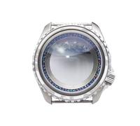 ROUHO 42mm DIY Stainless Steel Watch Case Chapter Ring Kit, Fits NH35 NH36 Movement, Transparent Back Replacement Watch Modification Set for Seiko SKX007-G 2