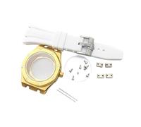 ROUHO 42mm Octagonal Watch Case & Bracelet, Fits NH35 NH36 Movement 31.8mm Dial, Sport Watch Modification Kit for Audemars Piguet Royal Oak-Gold + White