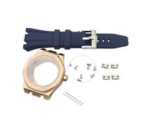 ROUHO 42mm Octagonal Watch Case & Bracelet, Fits NH35 NH36 Movement 31.8mm Dial, Sport Watch Modification Kit for Audemars Piguet Royal Oak-Rose Gold + Blue
