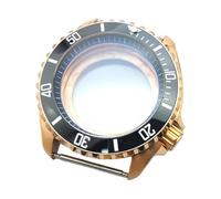 ROUHO 42mm Rose Gold Diver Watch Case， 3.8 O'clock Crown Fits NH35 NH36 Movement, Replacement Transparent Case Back for Seiko SKX007 / SKX009-F 7