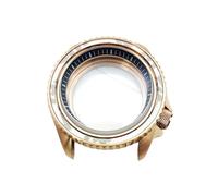 ROUHO 42mm Rose Gold Watch Case Fits NH35 NH36 Automatic Movement, Rotating Bezel Sapphire Watch Case Modification Set for Seiko SKX007-K