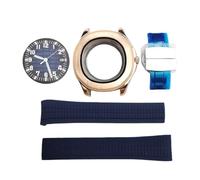 ROUHO 42mm Rose Gold Watch Case Rubber Band Set, Fits NH35/36 Movement, Cushion Shaped Watch Mdification Kit for Patek Philippe Aquanaut-B