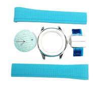 ROUHO 42mm Rounded Octagon Watch Case + Silicone Strap with Folding Clasp, Fits Large 31.1mm-32mm Dials, Watch Modification Kit for Patek Philippe Aquanaut-#6