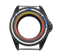 ROUHO 42mm Stealth Black PVD Watch Case, Fits NH35 NH36 Movement 38mm Bezel Insert, Stainless Steel Watch Modication Set for Seiko-K