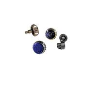 ROUHO 5.3mm Watch Crown Polished Winding Head Component Timepiece Setting Stem Knob Blue Inlay 4mm Tube for Rolex Datejust 36mm