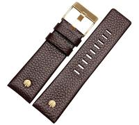 ROUHO Adjustable Genuine Leather Watch Strap Pin Buckle Replacement Watch Bracelet for Diesel DZ4323 7312 7314 7348 1657 4318-Brown 22mm