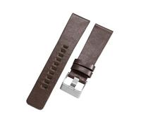 ROUHO Adjustable Premium Leather Watch Strap - 28mm Handcrafted Textured Watchband for Diesel DZ4197 DZ1228-Coffee + Silver Buckle