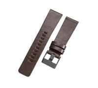 ROUHO Adjustable Premium Leather Watch Strap - 28mm Handcrafted Textured Watchband for Diesel DZ4197 DZ1228-Coffee + Black Buckle