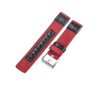 ROUHO Adjustable & Robust Woven Fabric Watch Strap Comfortable Breathable Replacement Nylon Watch Band for Jeep Wrangler-Red + Silver Buckle 20mm
