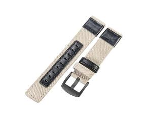 ROUHO Adjustable & Robust Woven Fabric Watch Strap Comfortable Breathable Replacement Nylon Watch Band for Jeep Wrangler-Khaki + Black Buckle 20mm