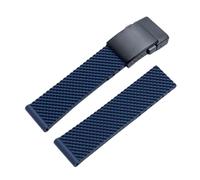 ROUHO Adjustable Rubber Watch Strap Replacement Waterproof Silicone Watch Band with Folding Clasp for Breitling Superocean-Blue + Frosted Black 22mm
