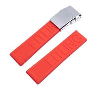 ROUHO Adjustable Silicone Replacement Watch Strap Soft Rubber Watchband Accessories for Breitling Avenger Colt Superocean Challenger-Red + Silver Buckle 24mm