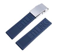ROUHO Adjustable Silicone Replacement Watch Strap Soft Rubber Watchband Accessories for Breitling Avenger Colt Superocean Challenger-Blue + Silver Buckle 20mm