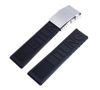 ROUHO Adjustable Silicone Replacement Watch Strap Soft Rubber Watchband Accessories for Breitling Avenger Colt Superocean Challenger-Black + Silver Buckle 22mm