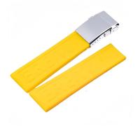 ROUHO Adjustable Silicone Replacement Watch Strap Soft Rubber Watchband Accessories for Breitling Avenger Colt Superocean Challenger-Yellow + Silver Buckle 22mm