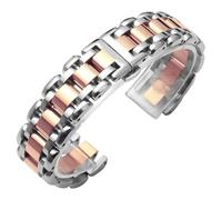 ROUHO Adjustable Stainless Steel Watch Strap Women's Replacement Watch Bracelet Compatible with Longines Primaluna L8-Silver Rose Gold 16mm