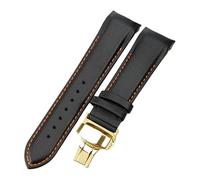 ROUHO Arc Interface Leather Watch Strap Replacement Watchband Deployment Buckle for Tissot Couturier T035-Black + Gold Buckle 22mm
