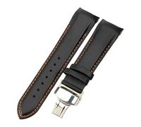 ROUHO Arc Interface Leather Watch Strap Replacement Watchband Deployment Buckle for Tissot Couturier T035-Black + Silver Buckle 23mm