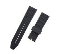 ROUHO Black Silicone Watch Strap Replacement Watch Accessories Waterproof Watchband for BREITLING SUPEROCEAN AV-EN-GER-24mm
