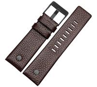 ROUHO Breathable Genuine Leather Watch Strap Skin-Friendly Adjustable Watch Band for Diesel DZ4323 7312 7314 7348 1657 4318-Brown 22mm