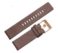 ROUHO Breathable Leather Watch Strap Replacement Pin Buckle Watch Bracelet for Diesel DZ4323 7312 7314 1657 4318-Brown 22mm