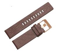 ROUHO Breathable Leather Watch Strap Replacement Pin Buckle Watch Bracelet for Diesel DZ4323 7312 7314 1657 4318-Brown 30mm