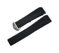 ROUHO Breathable Rubber Watch Strap Accessories Rubber Men's Watch Band for TAG Heuer Carrera Aquaracer-Black A + Silver Buckle 22mm