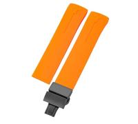 ROUHO Breathable Silicone Rubber Watch Strap Replacement Folding Clasp Watchband for Tissot T121 T047 T013-Orange + Black Buckle 21mm