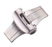 ROUHO Brushed Matte Stainless Steel Double Press Watch Clasp Leather Silicone Watch Strap Buckle for Panerai-Silver 20mm