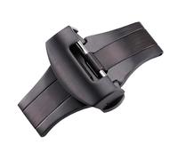 ROUHO Brushed Matte Stainless Steel Double Press Watch Clasp Leather Silicone Watch Strap Buckle for Panerai-Black 22mm