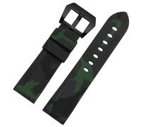 ROUHO Camouflage Silicone Watch Strap Rubber Sports Watch Bracelet for Panerai PAM441-Black + Black Buckle 22mm
