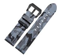 ROUHO Camouflage Silicone Watch Strap Rubber Sports Watch Bracelet for Panerai PAM441-Grey + Black Buckle 22mm