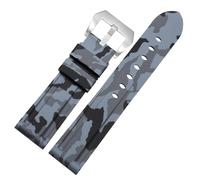 ROUHO Camouflage Silicone Watch Strap Rubber Sports Watch Bracelet for Panerai PAM441-Grey + Silver Buckle 22mm