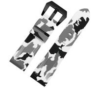 ROUHO Camouflage Silicone Watch Strap Rubber Sports Watch Bracelet for Panerai PAM441-White + Black Buckle 22mm
