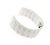 ROUHO Ceramic Watch Strap Universal Flat Interface Watch Strap 3 Beads Watch Bracelets-White 21mm