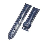ROUHO Classic Genuine Leather Watch Band Durable & Comfortable Replacement Watch Strap for Longines La Grande Classique Master Elegant Heritage-Blue 19mm