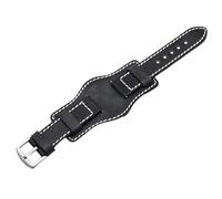 ROUHO Classic Genuine Leather Watch Strap - Distinctive Padded Cuff - Flexible Replacement Watch Band for Panerai PAM-Black 22mm