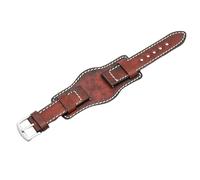 ROUHO Classic Genuine Leather Watch Strap - Distinctive Padded Cuff - Flexible Replacement Watch Band for Panerai PAM-Red 24mm