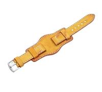 ROUHO Classic Genuine Leather Watch Strap - Distinctive Padded Cuff - Flexible Replacement Watch Band for Panerai PAM-Yellow 20mm