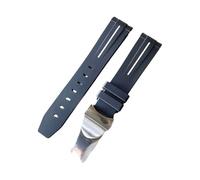 ROUHO Curved End Silicone Watch Strap Adjustable Folding Metal Clasp Watch Band for Tudor Black Bay BB58 Pelta-White 21mm