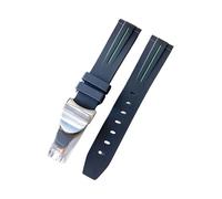 ROUHO Curved End Silicone Watch Strap Adjustable Folding Metal Clasp Watch Band for Tudor Black Bay BB58 Pelta-Green 20mm
