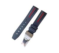 ROUHO Curved End Silicone Watch Strap Adjustable Folding Metal Clasp Watch Band for Tudor Black Bay BB58 Pelta-Red 21mm