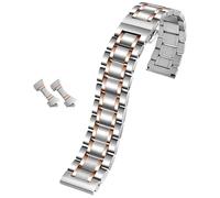 ROUHO Curved Stainless Steel Watch Strap Deployment Clasp Watch Bracelet Accessories for Longines Master Conquest-Silver Rose Gold 22mm