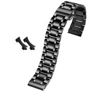 ROUHO Curved Stainless Steel Watch Strap Deployment Clasp Watch Bracelet Accessories for Longines Master Conquest-Black 22mm